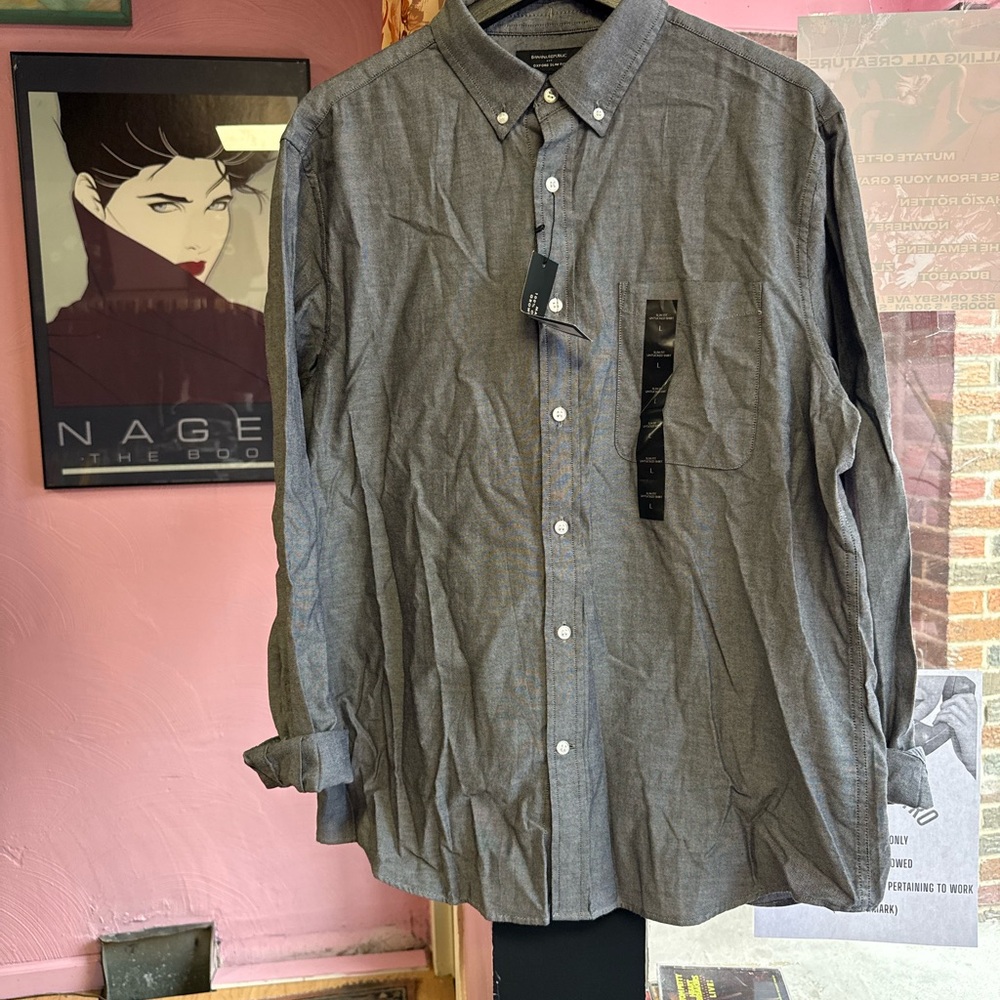 Banana Republic Gray Casual Button-Down Shirt
